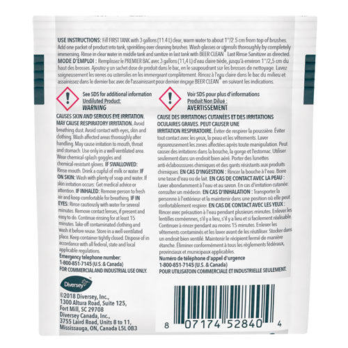 Beer Clean Glass Cleaner, Powder, 0.5 Oz Packet, 100/carton