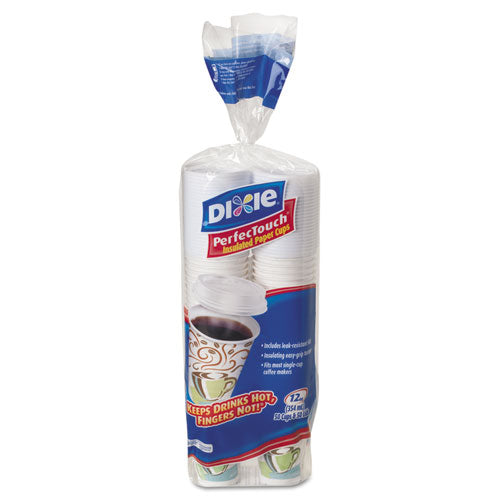 Perfectouch Paper Hot Cups And Lids Combo, 10 Oz, Multicolor, 50 Cups/lids/pack