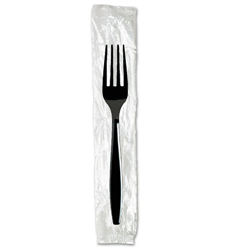 Individually Wrapped Heavyweight Teaspoons, Polypropylene, Black, 1,000/carton