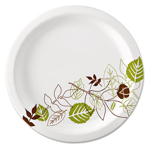 Pathways Soak-proof Shield Mediumweight Paper Plates, 8.5" Dia, Green/burgundy, 125/pack