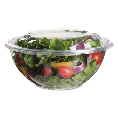 Renewable And Compostable Salad Bowls With Lids, 32 Oz, Clear, Plastic, 50/pack, 3 Packs/carton