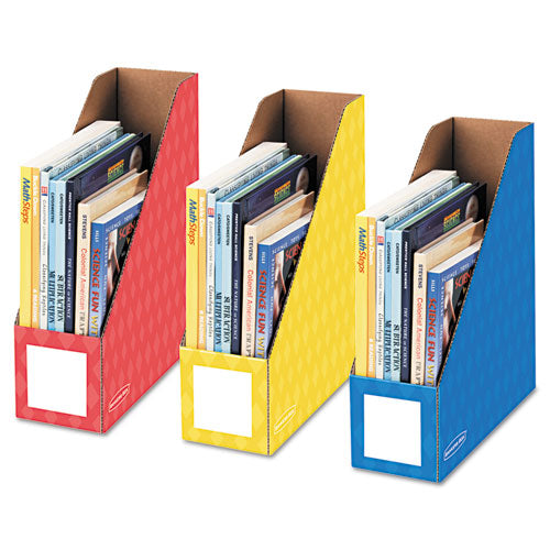 Extra-wide Cardboard Magazine File, 4.25 X 11.38 X 12.88, Assorted, 6/pack