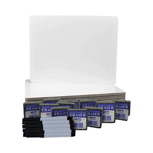Dry Erase Board Set With Black Markers, 12 X 9, White Surface, 12/pack