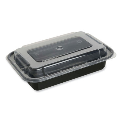 Food Container, 24 Oz, 7.48 X 5.03 X 2.48, Black/clear, Plastic, 150/carton
