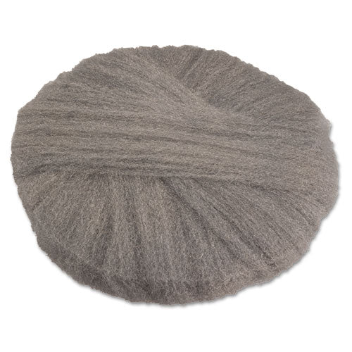 Radial Steel Wool Pads, Grade 0 (fine): Cleaning And Polishing, 20" Diameter, Gray, 12/carton