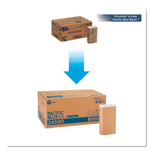 Pacific Blue Basic M-fold Paper Towels, 9.2 X 9.4, White, 250/pack, 16 Packs/carton