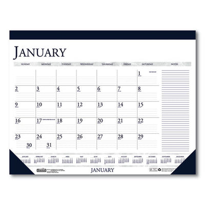 Recycled Two-color Monthly Desk Pad Calendar With Notes Section, 22 X 17, Blue Binding/corners, 12-month (jan-dec): 2023