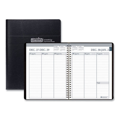 Recycled Weekly Appointment Book Ruled Without Appointment Times, 8.75 X 6.88, Black Cover, 12-month (jan To Dec): 2023