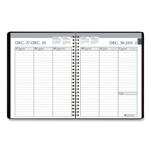 Recycled Weekly Appointment Book Ruled Without Appointment Times, 8.75 X 6.88, Black Cover, 12-month (jan To Dec): 2023