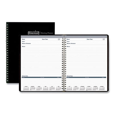 Recycled Meeting Note Planner, 11 X 8.5, Black Cover, 12-month (jan To Dec): 2023