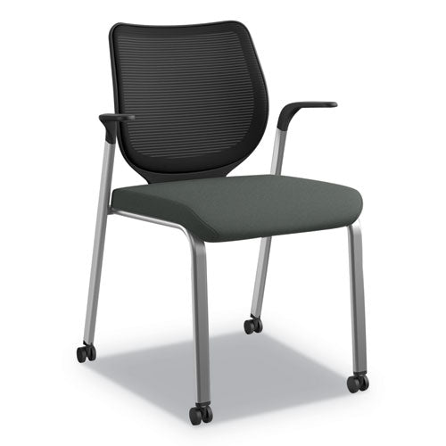 Nucleus Series Multipurpose Stacking Chair With Ilira-stretch M4 Back, Supports Up To 300 Lb, Black Seat/back, Platinum Base