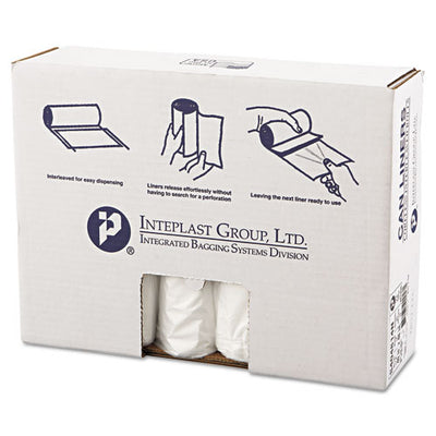 High-density Interleaved Commercial Can Liners, 45 Gal, 14 Microns, 40" X 48", Clear, 25 Bags/roll, 10 Rolls/carton