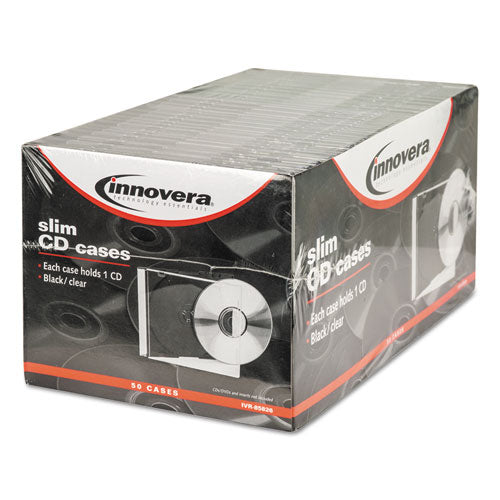 Cd/dvd Slim Jewel Cases, Clear/black, 25/pack