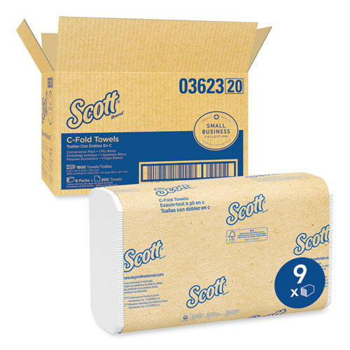 Essential C-fold Towels For Business, Convenience Pack, 10.13 X 13.15, White, 200/pack, 9 Packs/carton