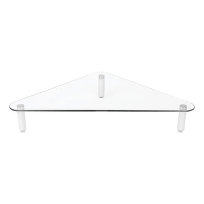 Glass Corner Monitor Riser, 19.7" X 11" X 3.25", Clear, Supports 40 Lbs