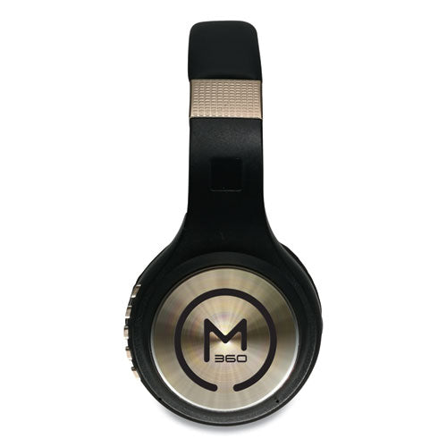 Serenity Stereo Wireless Headphones With Microphone, 3 Ft Cord, Black/gold