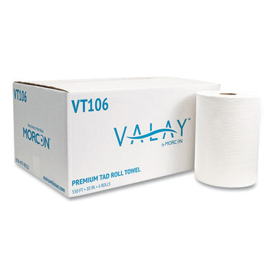 10" Tad Roll Towels, 1-Ply, White, 550 ft