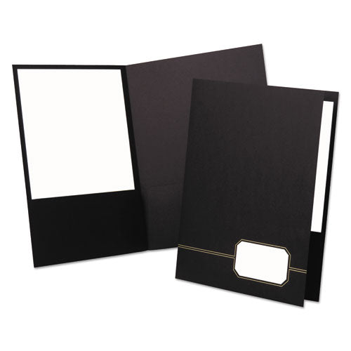 Monogram Series Business Portfolio, Cover Stock, 0.5" Capacity, 11 X 8.5, Blue With Embossed Gold Foil Accents, 4/pack