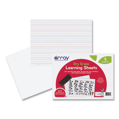 Gowrite! Dry Erase Learning Boards, 8.25 X 11, White Surface, 5/pack