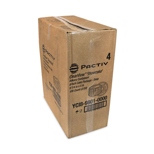 Plastic Cake Container, Deep 8" Cake Container, 9.25" Diameter X 5"h, Clear, 100/carton