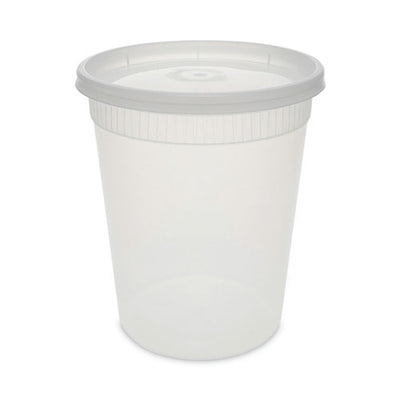 Newspring Delitainer Microwavable Container, 32 Oz, 4 .55 Diameter X 5.55 H, Clear, Plastic, 240/carton