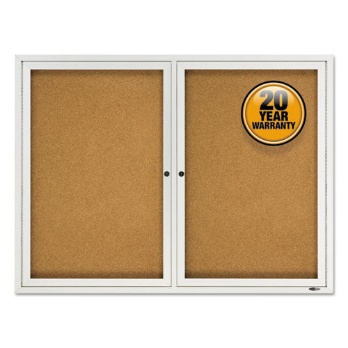 Enclosed Cork Bulletin Board, Cork/fiberboard, 48 X 36, Silver Aluminum Frame