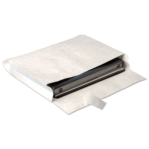 Lightweight 14 Lb Tyvek Open End Expansion Mailers, #15 1/2, Square Flap, Redi-strip Adhesive Closure, 12 X 16, White, 100/ct