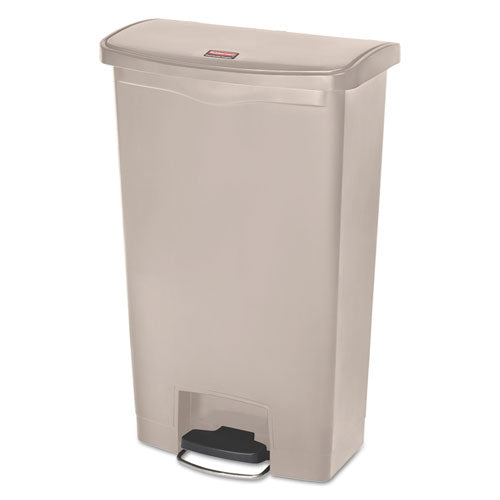 Slim Jim Resin Step-on Container, Front Step Style, 18 Gal, Polyethylene, Beige
