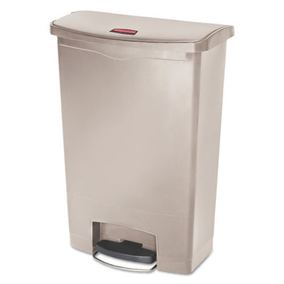 Slim Jim Resin Step-on Container, Front Step Style, 24 Gal, Polyethylene, Beige