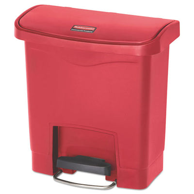 Slim Jim Resin Step-on Container, Front Step Style, 4 Gal, Polyethylene, Red