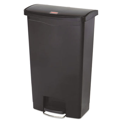 Slim Jim Resin Step-on Container, Front Step Style, 18 Gal, Polyethylene, Black