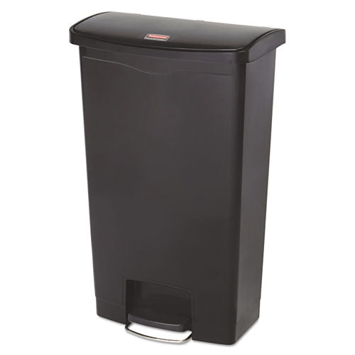 Slim Jim Resin Step-on Container, Front Step Style, 18 Gal, Polyethylene, Black