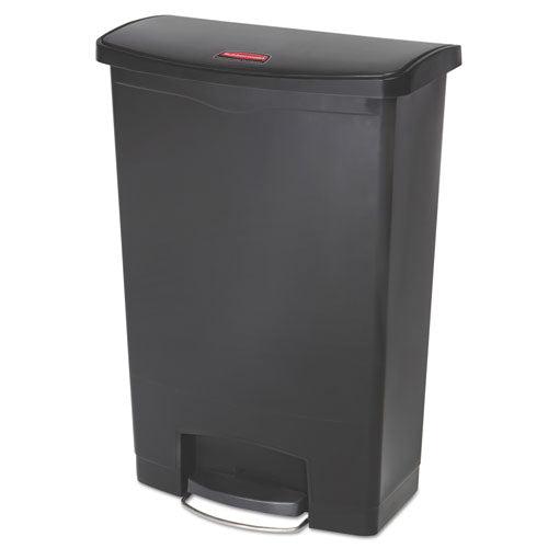 Slim Jim Resin Step-on Container, Front Step Style, 24 Gal, Polyethylene, Black