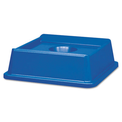 Untouchable Bottle And Can Recycling Top, Round Opening, 20.13w X 20.13d X 6.25h, Blue