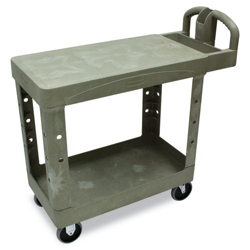Flat Shelf Utility Cart, Plastic, 2 Shelves, 500 Lb Capacity, 19.19" X 37.88" X 33.33", Black