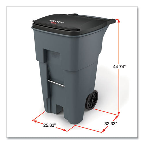 Brute Roll-out Heavy-duty Container, 65 Gal, Polyethylene, Gray