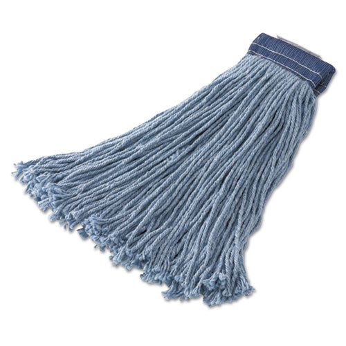 Cut-end Blend Mop Head, Cotton/synthetic, Blue, 20 Oz, 1" Headband, 12/carton