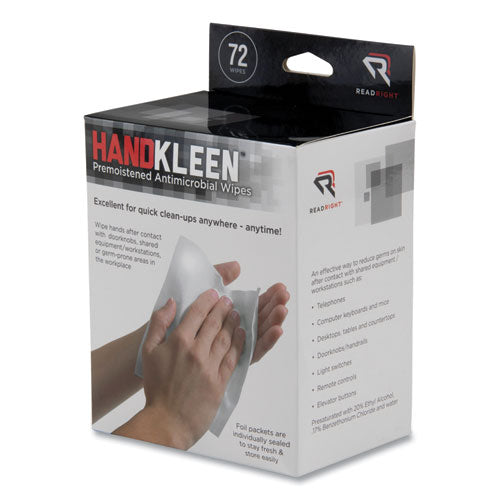 Handkleen Premoistened Antibacterial Wipes, 7 X 5, Foil Packet, 72/box