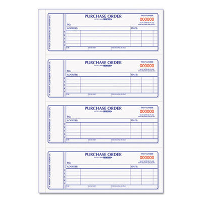 Purchase Order Book, 5 Lines, Two-part Carbonless, 7 X 2.75, 4 Forms/sheet, 400 Forms Total