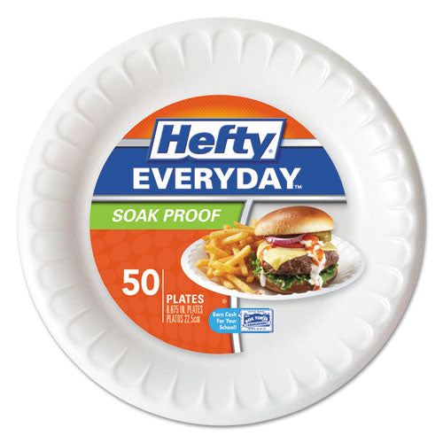 Soak Proof Tableware, Foam Plates, 10.25" Dia, White, 25/pack