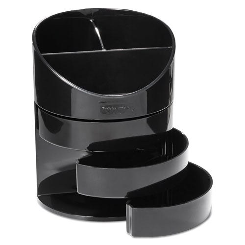 Small Storage Divided Pencil Cup, Plastic, 4.5" Diameter X 5.69"h, Black