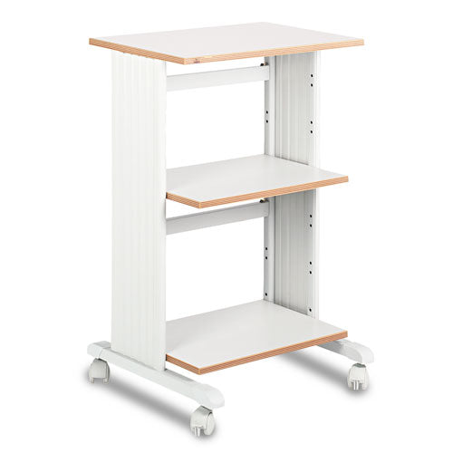 Muv Three Level Machine Cart/printer Stand, Engineered Wood, 3 Shelves, 29.5" X 20" X 35", Cherry/black
