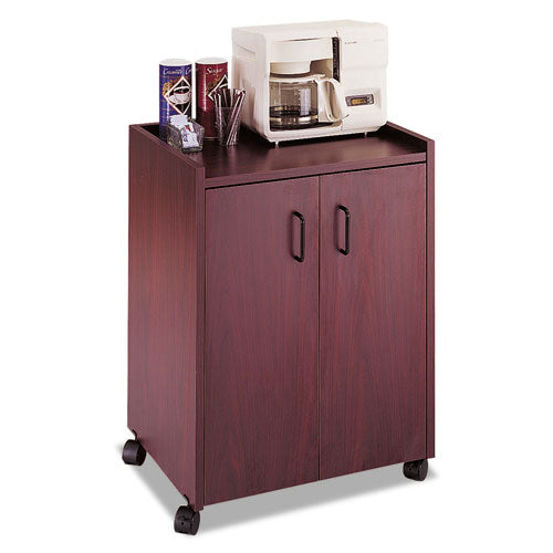 Mobile Refreshment Center, Engineered Wood, 3 Shelves, 23" X 18" X 31", Mahogany