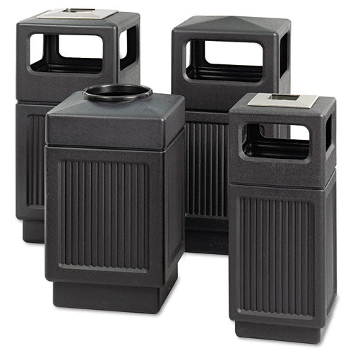 Canmeleon Recessed Panel Receptacles, Top-open, 38 Gal, Polyethylene, Black