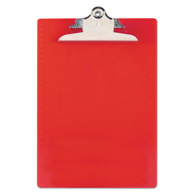 Recycled Plastic Clipboard With Ruler Edge, 1" Clip Capacity, Holds 8.5 X 11 Sheets, Red