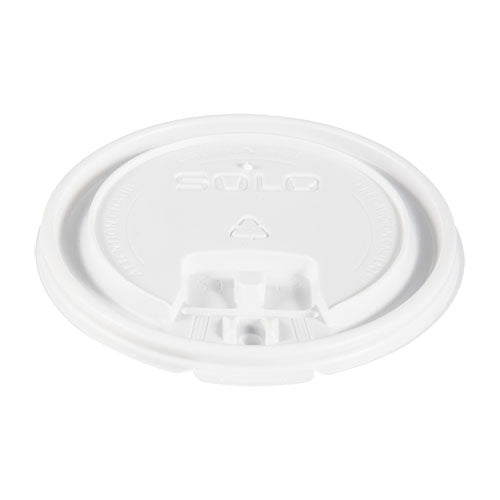 Lift Back And Lock Tab Lids For Paper Cups, Fits 10 Oz Cups, White, 100/sleeve, 10 Sleeves/carton