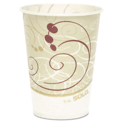 Symphony Design Wax-coated Paper Cold Cups, 9 Oz, Beige/white, 100/sleeve, 20 Sleeves/carton