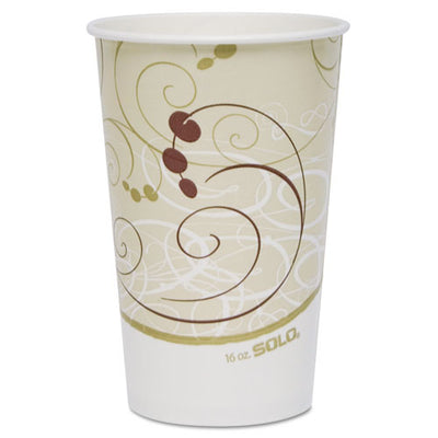 Symphony Design Wax-coated Paper Cold Cup, 16 Oz, Beige/white, 50/sleeve, 20 Sleeves/carton