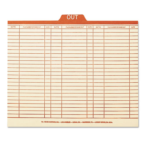 Manila Out Guides, Printed Form Style, 1/5-cut Top Tab, Out, 8.5 X 14, Manila, 100/box
