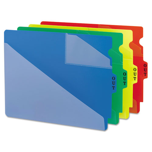 End Tab Poly Out Guides, Two-pocket Style, 1/3-cut End Tab, Out, 8.5 X 11, Red, 50/box